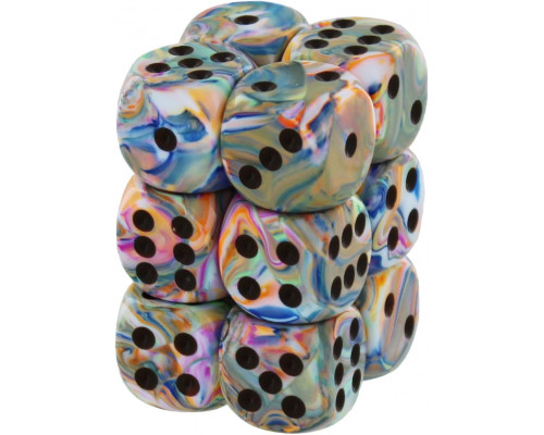 Chessex 16mm d6 with pips Dice Blocks (12 Dice) - Festive Vibrant w/brown