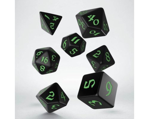 Classic Runic Black & Green Dice Set (7)