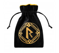 Runic Black & Golden Velour Dice Bag