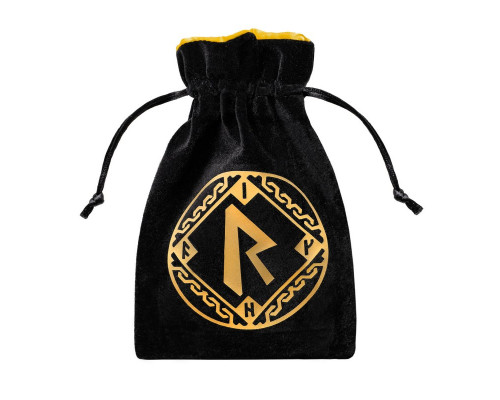 Runic Black & Golden Velour Dice Bag