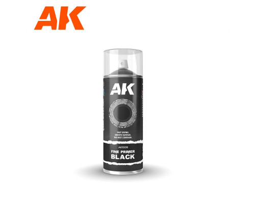 Fine Primer Black - Spray 400ml (Includes 2 nozzles) - AK Interactive