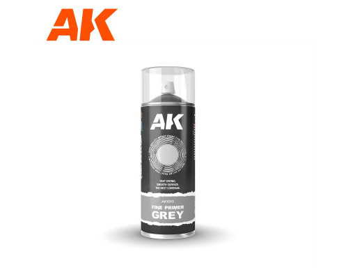 Fine Primer Grey - Spray 400ml (Includes 2 nozzles) - AK Interactive