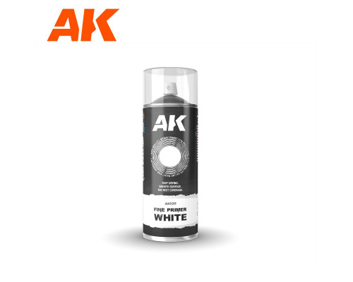 Fine Primer White - Spray 400ml (Includes 2 nozzles) - AK Interactive