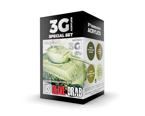 US Olive Drab Modulation 3G Paint Set - AK Interactive - AK11643