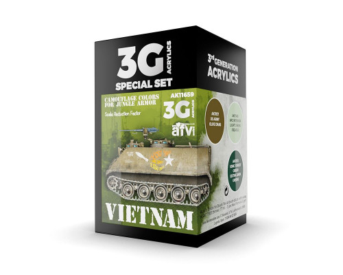 Vietnam Camouflage Colors For Jungle Paint Set - AK Interactive - AK11659