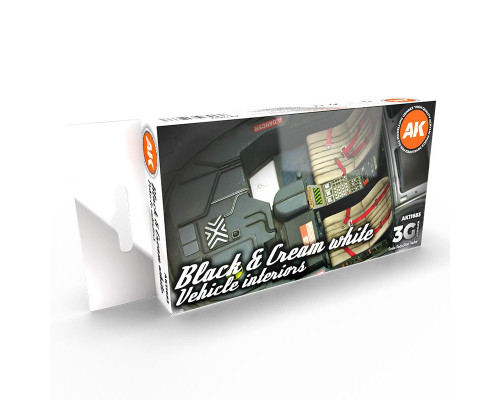 Black & Cream White Vehicle Interiors 3G Paint Set - AK Interactive - AK11683