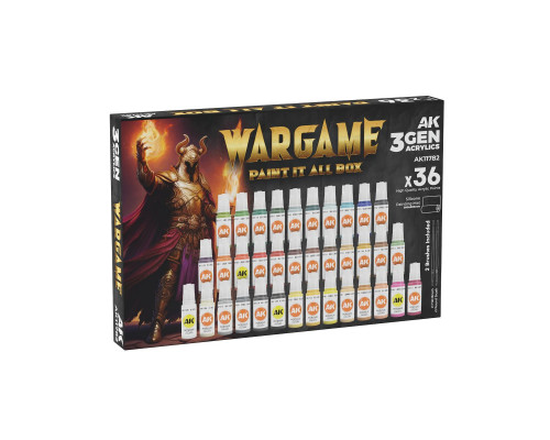 AK Interactive 3rd Gen Wargame Paint Set All IN One Box 36 Colors