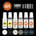 Non Metallic Metal: Steel 3rd Gen Acrylic Set AK Interactive - AK11601