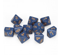 Chessex Opaque Polyhedral Ten d10 Set - Dusty Blue/gold