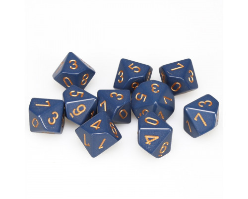 Chessex Opaque Polyhedral Ten d10 Set - Dusty Blue/gold