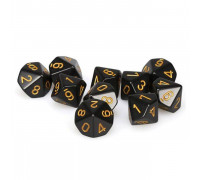 Chessex Opaque Polyhedral Ten d10 Set - Black/gold