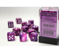 Chessex 16mm d6 with pips Dice Blocks (12 Dice) - Festive Violet w/white