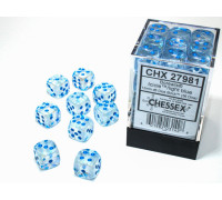 Chessex Borealis 12mm d6 Icicle/light blue Luminary Dice Block (36 dice)