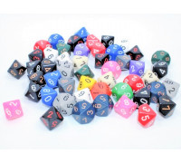 Chessex Opaque Bags of 50 Asst. Dice - Loose Opaque Polyhedral d10 Dice