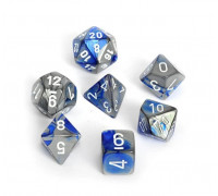 Chessex Gemini Polyhedral 7-Die Set - Blue-Steel w/white