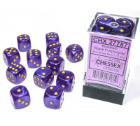 Chessex Borealis 16mm d6 Royal Purple/gold Luminary Dice Block (12 dice)