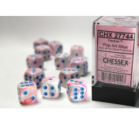 Chessex 16mm d6 with pips Dice Blocks (12 Dice) - Festive Polyhedral Pop Art /blue