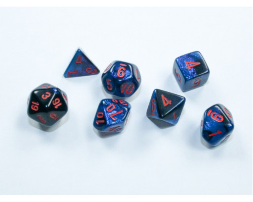 Chessex - Gemini® Mini-Polyhedral Black-Starlight™/red 7-Die Set