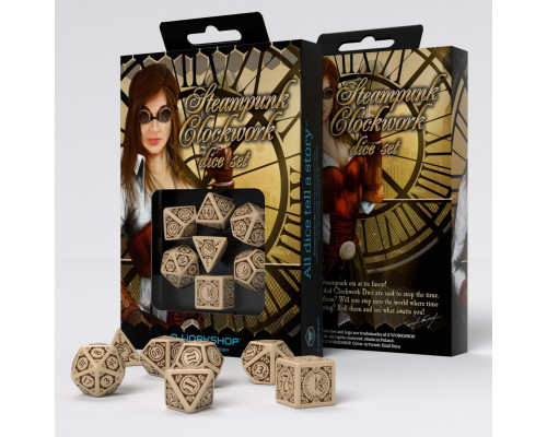 Steampunk Clockwork Beige & brown Dice Set