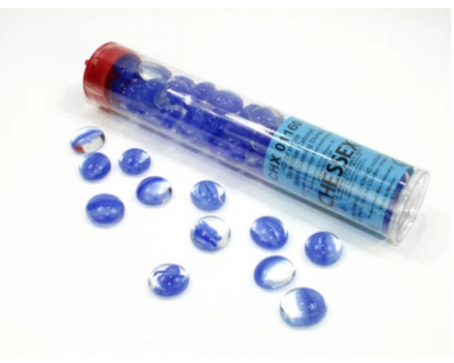 Chessex Gaming Glass Stones in Tube - Catseye Dark Blue (40)