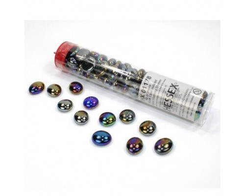 Chessex Gaming Glass Stones in Tube - Iridized Opal Black (40)