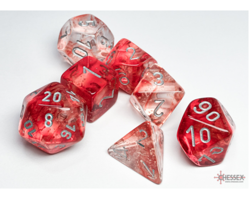 Chessex 7 Die Sets - Nebula TM Red/silver Luminary 7-Die Set