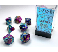 Chessex Gemini Mini-Polyhedral Purple-Teal/gold 7-Die Set