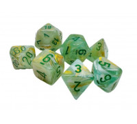 Chessex Marble 7-Die Set - Green w/dark green