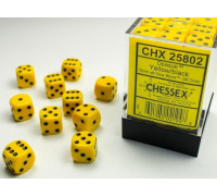 Chessex Opaque 12mm d6 with pips Dice Blocks (36 Dice) - Yellow w/black