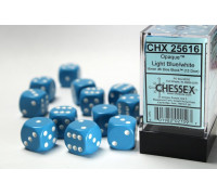 Chessex Opaque 16mm d6 with pips Dice Blocks (12 Dice) - Light Blue w/white