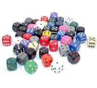 Chessex Opaque Bags of 50 Asst. Dice - Loose Opaque 16mm d6 w/pips Dice