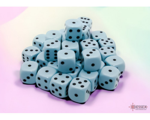 Chessex Opaque Pastel Blue/black 12mm d6 Dice Block (36 dice)