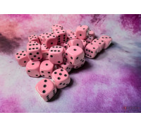 Chessex Opaque Pastel Pink/black 12mm d6 Dice Block (36 dice)