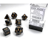 Chessex Opaque Polyhedral 7-Die Sets - Black w/gold