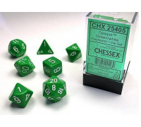 Chessex Opaque Polyhedral 7-Die Sets - Green w/white