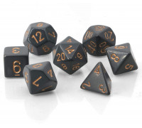 Chessex Opaque Polyhedral 7-Die Sets - Dark Grey w/copper