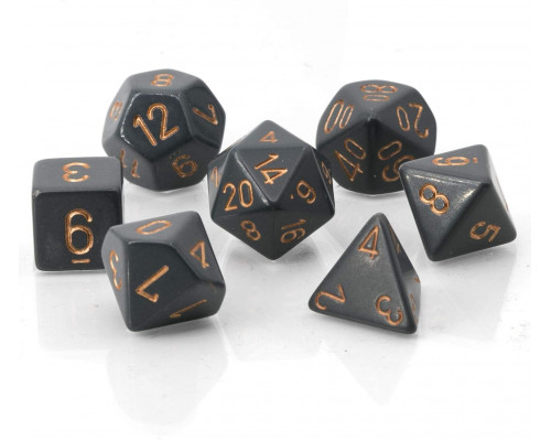 Chessex Opaque Polyhedral 7-Die Sets - Dark Grey w/copper