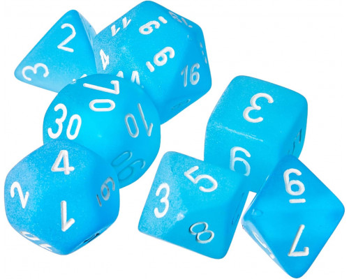 Chessex Frosted 7-Die Set - Carribean Blue w/white