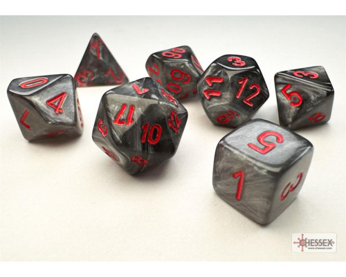 Chessex Velvet Mini-Polyhedral Black/red 7-Die Set