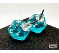 Chessex Stud Earrings Translucent Teal Mini-Poly d20 Pair