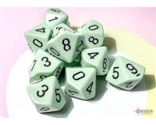 Chessex Opaque Pastel Green/black Set of Ten d10s