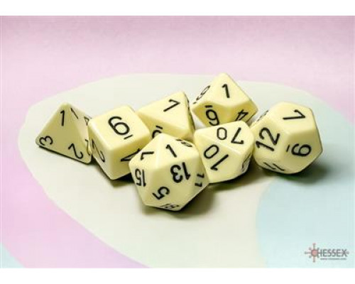 Chessex Opaque Pastel Yellow/black Polyhedral 7-Dice Set