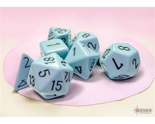 Chessex Opaque Pastel Blue/black Polyhedral 7-Dice Set