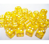 Chessex Translucent 12mm d6 with pips Dice Blocks (36 Dice) - Yellow w/white