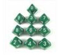 Chessex Opaque Polyhedral Ten d10 Set - Green/white
