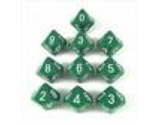 Chessex Opaque Polyhedral Ten d10 Set - Green/white