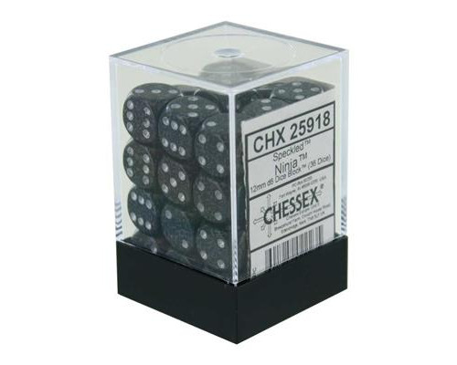 Chessex Speckled 12mm d6 Dice Blocks with Pips (36 Dice) - Ninja