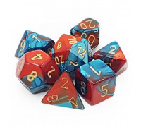 Chessex Gemini Polyhedral 7-Die Set - Red-Teal with gold