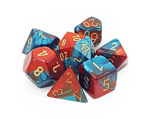 Chessex Gemini Polyhedral 7-Die Set - Red-Teal with gold