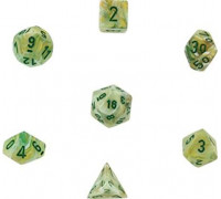 Chessex Marble 7-Die Set - Green w/dark green